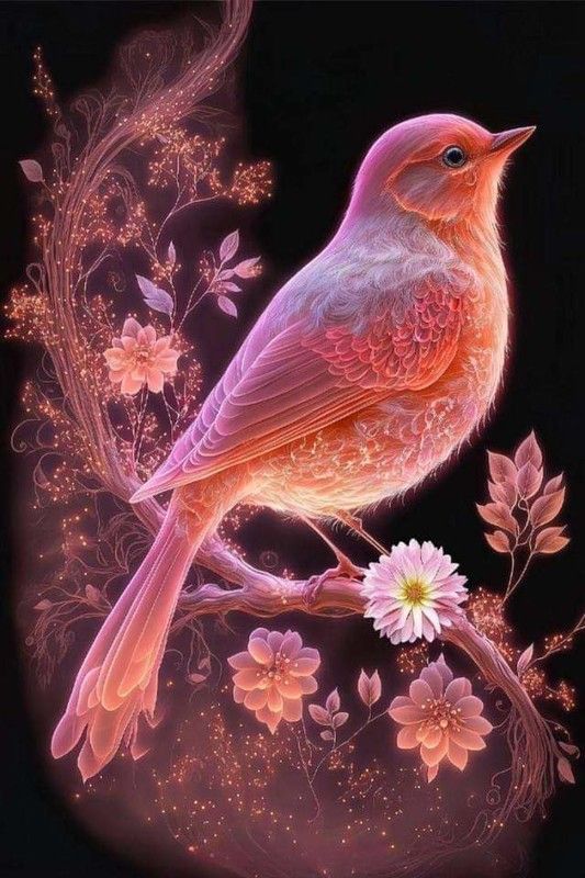 Tableau décoratif-oiseau rose main image 0